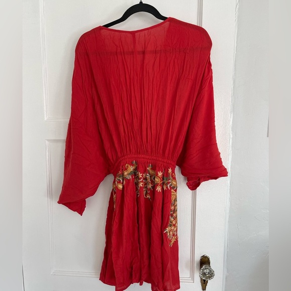 Free People orange stitched cover up tunic dress - Picture 6 of 7